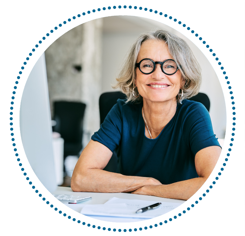 professional woman sitting at a desk