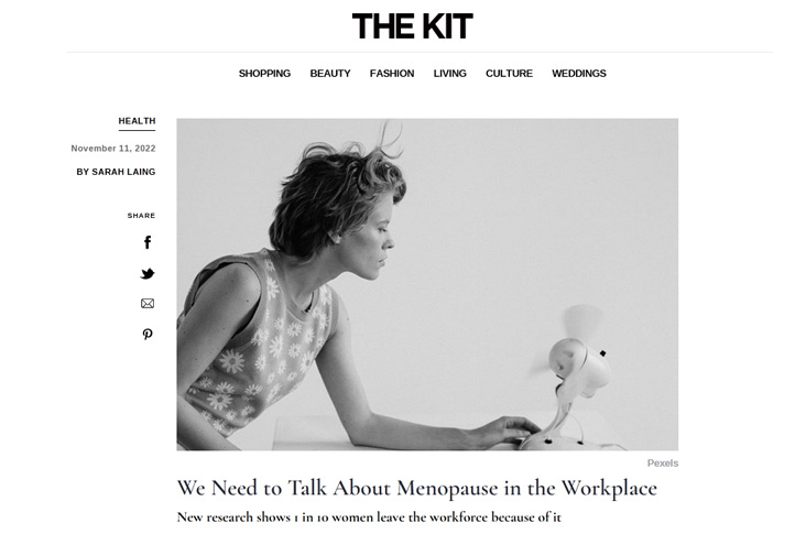 Screenshot of article on The Kit titled "We Need to Talk About Menopause in the Workplace"